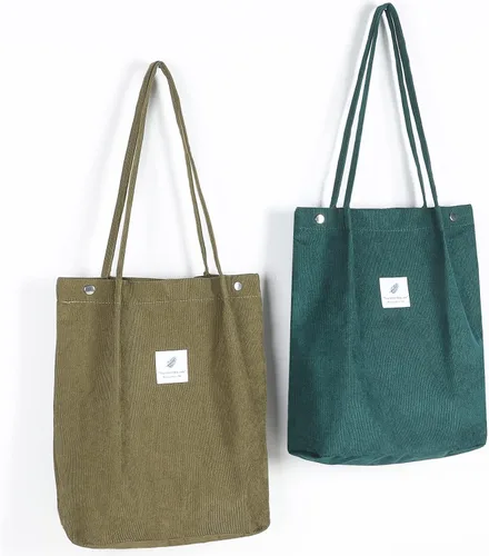Vista 4 de WantGor Bolso de mano o de hombro de pana y de gran capacidad para mujer