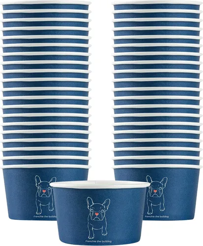 Vista 83 de Restaurantware Coppetta - Vasos de postre de 3 onzas, 50 tazas desechables para helado, tapas se venden por separado, cuencos de papel a cuadros