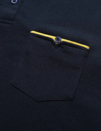 Vista 5 de LIUPMWE Polo para hombre de manga corta con cuello de retazos a cuadros con bolsillo