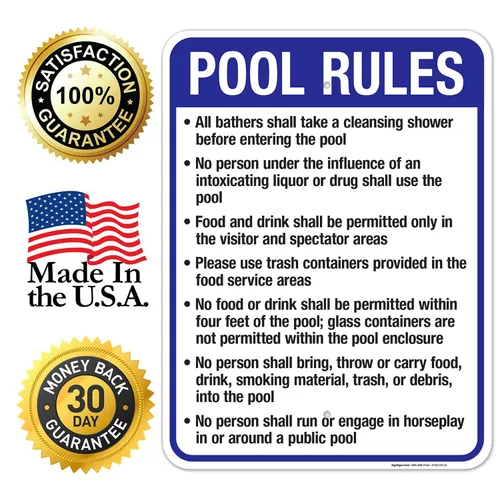 Vista 8 de New Mexico Pool Rules Sign, Complies with State of New Mexico Pool Safety