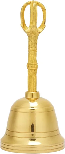 Vista 5 de Campana de mano de latón retro, pequeño volumen, fácil de transportar, sonido audible claro para instrumento taoísta pacífico, Feng Shui