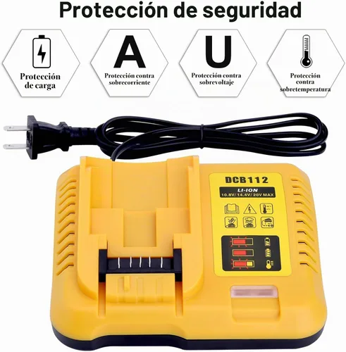 Vista 6 de DCB112 Cargador de batería de repuesto para batería de iones de litio De-Walt 12V 20V y 60V MAX DCB201 DCB200 DCB612 DCB609-2 DCB609 DCB606 DCB606-2