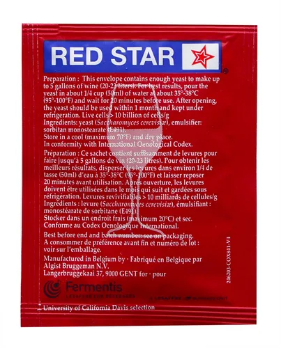 Vista 2 de Red Star - levadura clásica Formerly Montrachet para producir vino