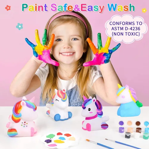 Vista 5 de dededa Kit de arte de luz nocturna de unicornio para pintar tu propio unicornio, artes y manualidades para niños de 4 a 8 años, regalos