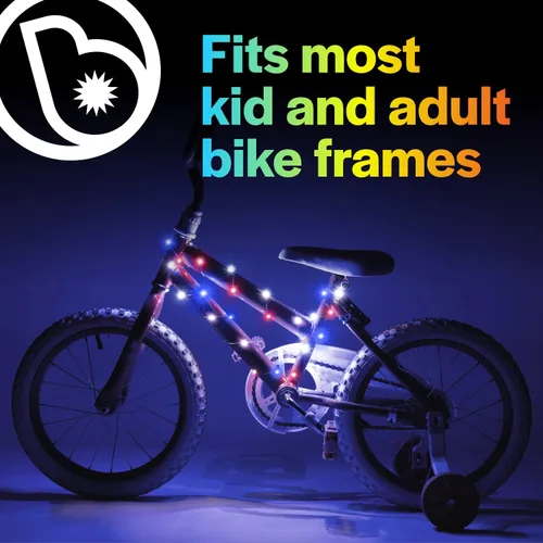 Vista 4 de Brightz CosmicBrightz - Cuerda de luz LED para marco de bicicleta, cuerda de 6.5 pies, funciona con pilas con interruptor de encendido/apagado