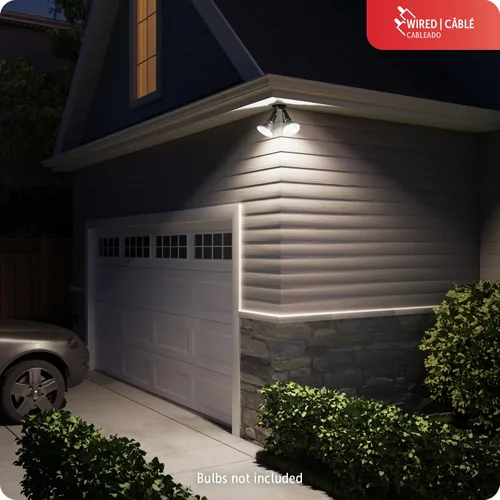 Vista 4 de GLOBE Electric Luz de inundación automática de 240 W de doble cabeza negra cableada de seguridad del atardecer al amanecer, foco, al aire libre