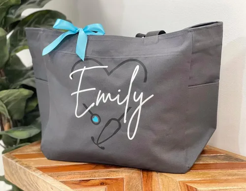 Vista 4 de Up2ournecksinfabric LLC Personalized Large Nurse Tote Bag, Custom Gift for Nurse,Customized Tote Bag, Graduation Gift