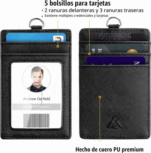 Vista 2 de Carrete Portainsignias Retráctil de Metal Resistente con Clip para Cinturón y Llavero, Soporte Vertical Transparente Impermeable para Tarjetas