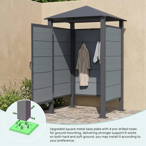 Vista 7 de Domi - Cabina de ducha para exteriores con techo impermeable, cabina