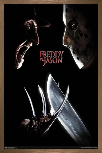 Vista 16 de Trends International Freddy vs. Jason - Póster de pared de una hoja, 14.725 x 22.375 pulgadas, versión enmarcada de madera de granero
