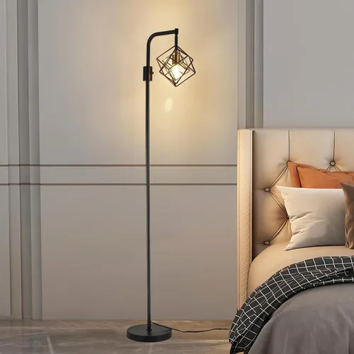 Vista 8 de Lámpara de pie regulable para sala de estar, 1 lámpara rústica de pie alta, moderna lámpara de pie brillante, lámpara de pie industrial