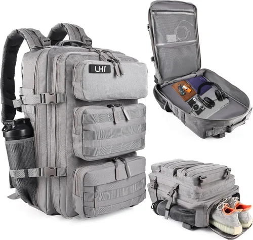 Vista 29 de LHI Mochila Militar Táctica para Hombres y Mujeres 25L/35L Mochila de Asalto del Ejército Bolsa Mochila Pequeña con Portabotellas