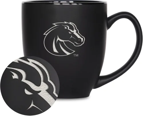 Vista 303 de Rico Industries - Taza de cerámica mate negra con grabado láser estándar de 15oz para NCAA (escuelas T & U) - Para bebidas calientes o frías