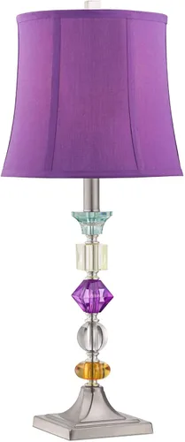 Vista 2 de Bijoux - Lámpara de mesa de 25 1/2" de alto, acrílico, color morado Acrílico apilado sombra púrpura