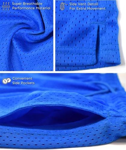 Vista 4 de Andrew Scott Pantalones cortos deportivos de baloncesto para niños con rendimiento activo y estilo de malla, varios paquetes
