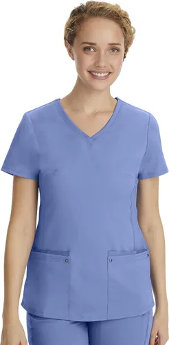 Vista 23 de Healing Hands - Camiseta médica con cuello en V para mujer, suave, elástica Negro