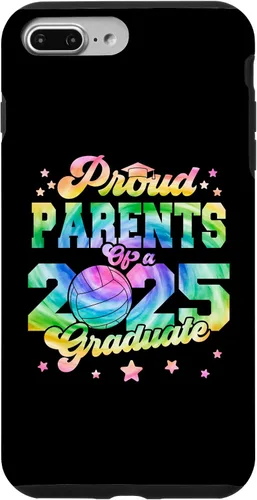 Vista 12 de iPhone 16 Parents of a 2025 Graduate Tie Dye Graduation VolleyBall Case