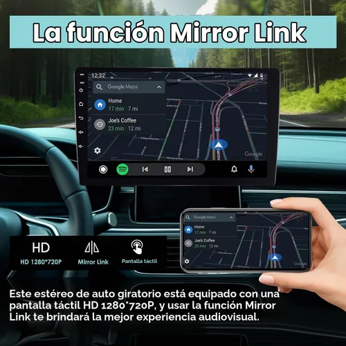 Vista 6 de Estéreo de auto doble DIN con CarPlay inalámbrico y Android Auto, radio de coche Android de 9 pulgadas con cámara de respaldo, Bluetooth 5.4