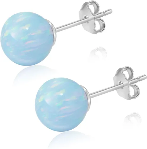 Vista 107 de Natural Stone Stud Earrings for Women 8mm Sterling Silver Genuine Gemstone Earrings Handmade Sterling Silver Crystal Stud Earrings for Women