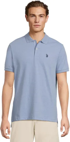 Vista 28 de Polo de piqué de algodón sólido para hombre con pequeño Pony Gris jaspeado