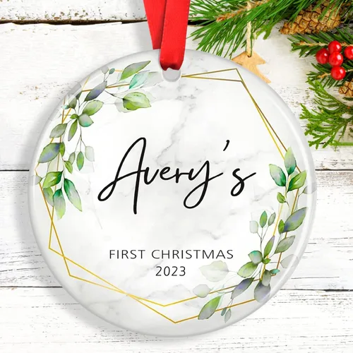 Vista 4 de Adornos de Navidad personalizados para camión volquete, adorno personalizado para bebé, adornos para árbol de Navidad para niños, adornos de camión