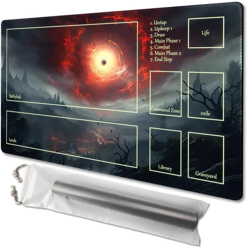 Vista 9 de MTG - Tapete de juego tamaño 24 x 14 pulgadas, bolsas de almacenamiento antideslizantes, ideal para entusiastas de los juegos de cartas, tapete