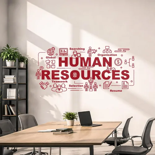 Vista 2 de Vinilo adhesivo de pared Recursos humanos Oficina Estilo Selección Pegatinas de trabajo en equipo Mural Decoración grande (g5594) Negro