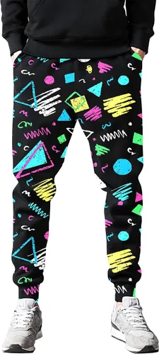 Vista 8 de VVGETE Disfraces de los años 80 para hombre, pantalones deportivos, pantalones casuales para correr con cordón, traje de los años 90 para hombre