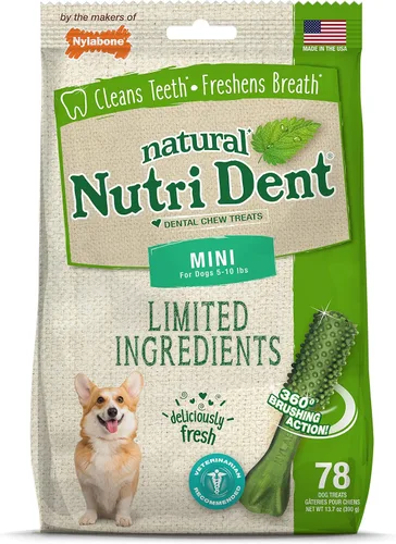 Vista 14 de Nylabone Nutri Dent Dog Dental Chews - Limpieza natural de dientes y ambientador de aliento - Golosinas dentales para perros - Sabor Filet Mignon