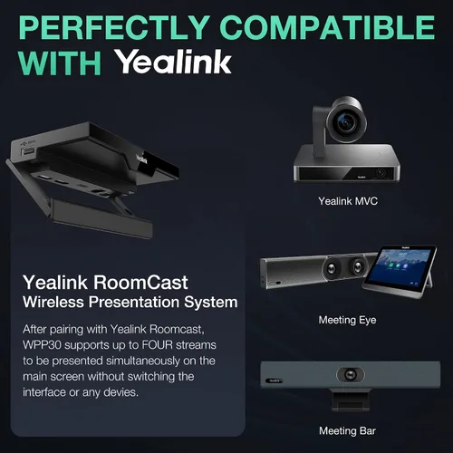 Vista 7 de YeaLink WPP30 USB Type-C 4K Wireless Presentation Pod, Negro (1303112)