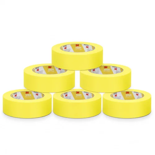 Vista 12 de 3M 6654 Cinta adhesiva amarilla de 36 mm x 55 m 06654 Cinta adhesiva para el acabado de automóviles-36 mm