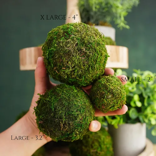 Vista 4 de Juego de bolas de musgo decorativas, bolas de musgo falsas para rellenos de cuencos, decoración de centro de mesa, decoración del hogar, relleno