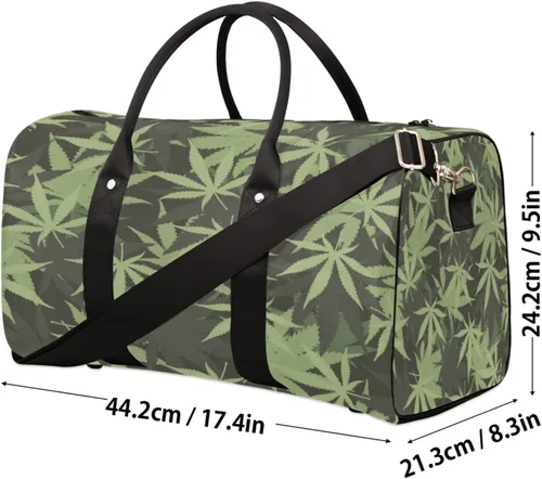 Vista 4 de Marihuana Ganja Weed - 343903397 - Bolsa de viaje plegable para gimnasio, bolsa de viaje grande para hombres y mujeres, yoga durante la noche, fin