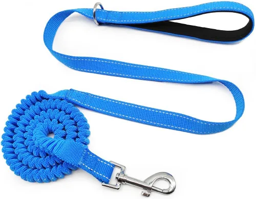 Vista 10 de Correa elástica reflectante de 5 a 7 pies, sin tirones para absorción de impactos, correa elástica de nailon para perros pequeños y medianos/gatos