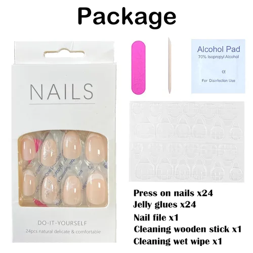 Vista 6 de Uñas postizas a presión de Navidad, cortas, medianas, almendra, arco de copo de nieve francés, juego de uñas postizas acrílicas de cobertura