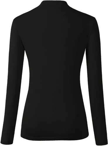 Vista 2 de Camiseta básica de manga larga con cuello alto y corte ajustado para mujer