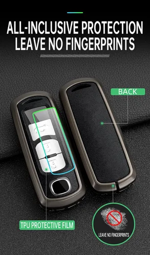Vista 5 de ontto Funda para llavero de 2/3/4 botones para Mazda 2 3 5 6 8 CX3 CX4, Negro