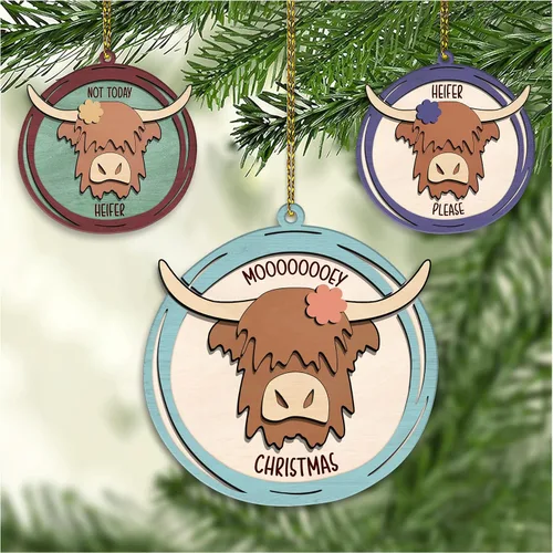 Vista 16 de Hyturtle Regalos de Adornos de Navidad Personalizados para Amantes de Vacas Highland - Adorno de Cerámica Navideño de Vaca Highland con Nombre