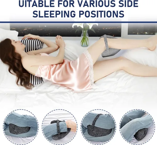 Vista 5 de Almohadas de alineación para personas que duermen de lado, almohada de alineación de cadera, almohada de espuma viscoelástica para piernas