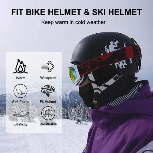 Vista 3 de ROCKBROS Pasamontañas para clima frío para hombre, resistente al viento, térmica, bufanda de invierno para mujer, con capucha para ciclismo