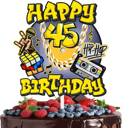 Vista 8 de Decoración de pastel de hip hop para hombres y mujeres, 30 cumpleaños, feliz retro, 70, 80, 90, decoración de fiesta de cumpleaños, fiesta