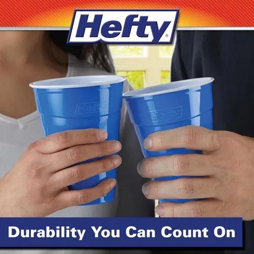 Vista 6 de Hefty Party On - Vasos de plástico desechables, color azul marino, 18 onzas, 120 unidades Bulk Pack, 18 Oz Blue Cups for Parties, Tailgates