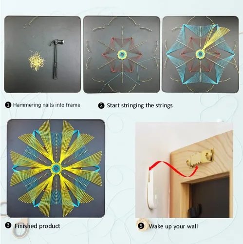 Vista 4 de JEKEJIAJIU Kit de arte de cuerda para adultos principiantes, kit de manualidades para adultos, arte de cuerda de bricolaje con todos los accesorios