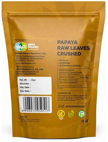 Vista 2 de Té de hoja de papaya de 8 onzas, secado de hojas verdes frescas, bueno para hacer té, hojas 100% sueltas (sin fruta, sin semillas) – Way4Organic