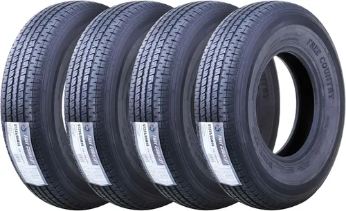 Vista 5 de Free Country Grand Ride Juego de 4 neumáticos para remolque ST175/80R13 de 6 capas, de rango de carga C, con banda de acero y protector contra roces