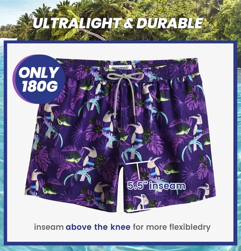 Vista 5 de Maamgic Traje de baño de secado rápido, para hombre, bermudas para nadar, pantalones cortos de 7 con forro de malla