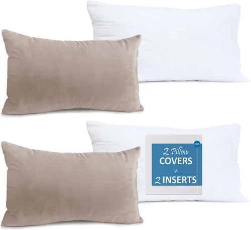 Vista 13 de Nestl Juego de 2 rellenos de almohada con terciopelo suave y sólido, juego de fundas de almohada cuadradas decorativas para sofá, automóvil Azul