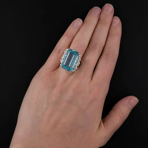 Vista 5 de Anillo de joyería de compromiso para mujer, cuadrado de plata 925, topacio azul cielo, tamaño 6 a 10