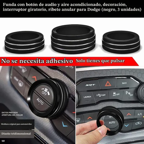 Vista 3 de Auprite Fundas de perilla de control de clima para accesorios Challenger 2015-2023 2024, para Dodge Charger 2015-2023 2024, para Dodge Chrysler Negro