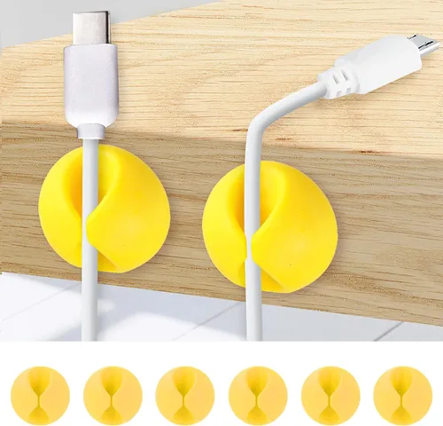 Vista 7 de Organizador de cables, organizador de cables, soporte de silicona compacto para organizar escritorio, mesita de noche, cargador de teléfono